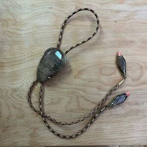 Vintage Stone and Leather Bolo Tie